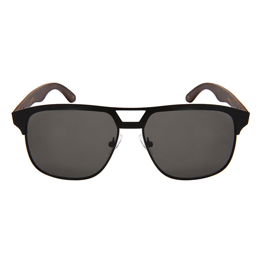 SQUARE AVIATOR BAMBOO TEMPLES SUNGLASSES 1210BM-FLKGM