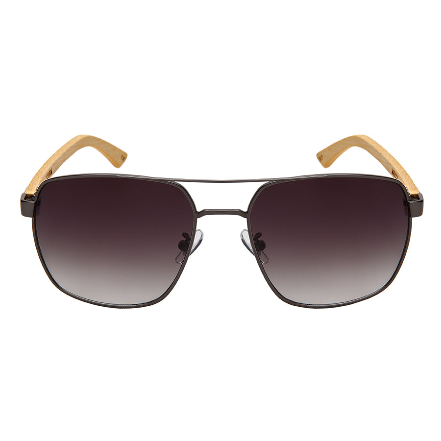 SQUARE AVIATOR BAMBOO TEMPLES MEN SUNGLASSES BULK 1220BM-OCR
