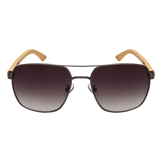 SQUARE AVIATOR BAMBOO TEMPLES MEN SUNGLASSES BULK 1220BM-OCR