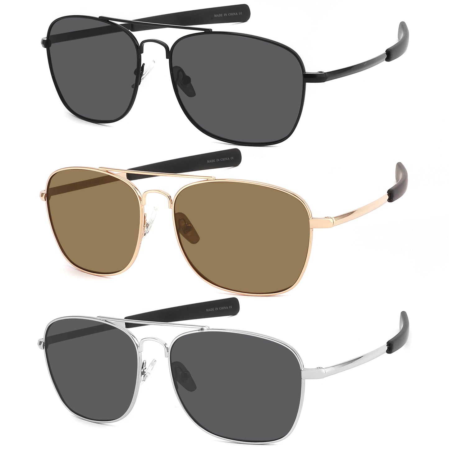 POLARIZED SQUARE AVIATOR MEN SUNGLASSES WHOLESALE 25044-P