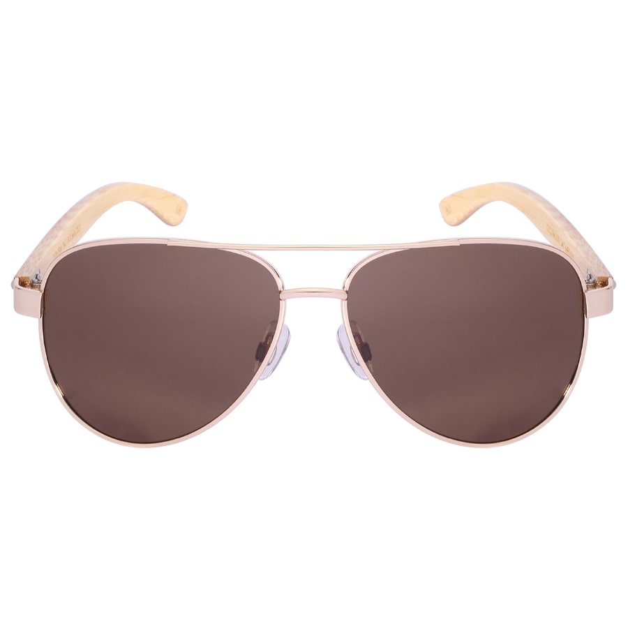 POLARIZED AVIATOR BAMBOO TEMPLES UNISEX SUNGLASSES IN BULK 25065BM-P