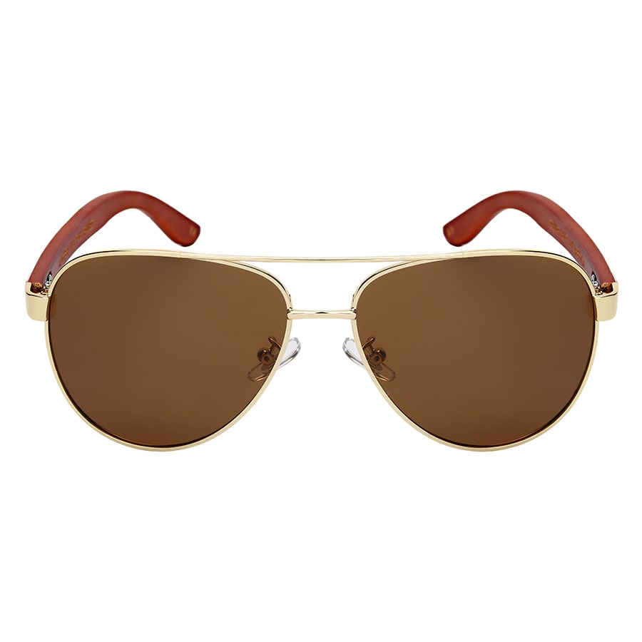 POLARIZED AVIATOR BAMBOO TEMPLES UNISEX SUNGLASSES IN BULK 25065BM-P