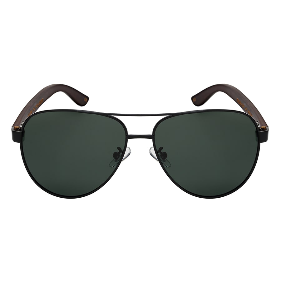 POLARIZED AVIATOR BAMBOO TEMPLES UNISEX SUNGLASSES IN BULK 25065BM-P