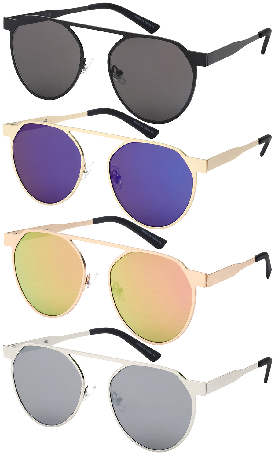 ROUND STYLE BULK WHOLESALE SUNGLASSES 25122-FLREV
