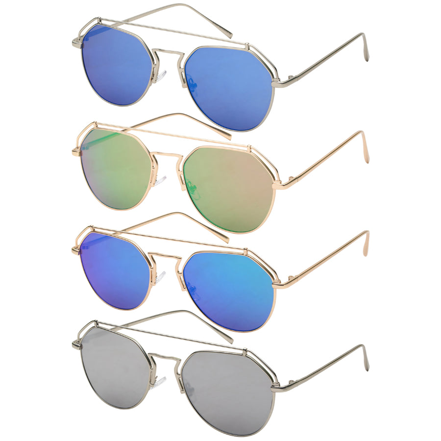 GEOMETRIC SHAPE WOMEN METAL SUNGLASSES 25130-FLREV