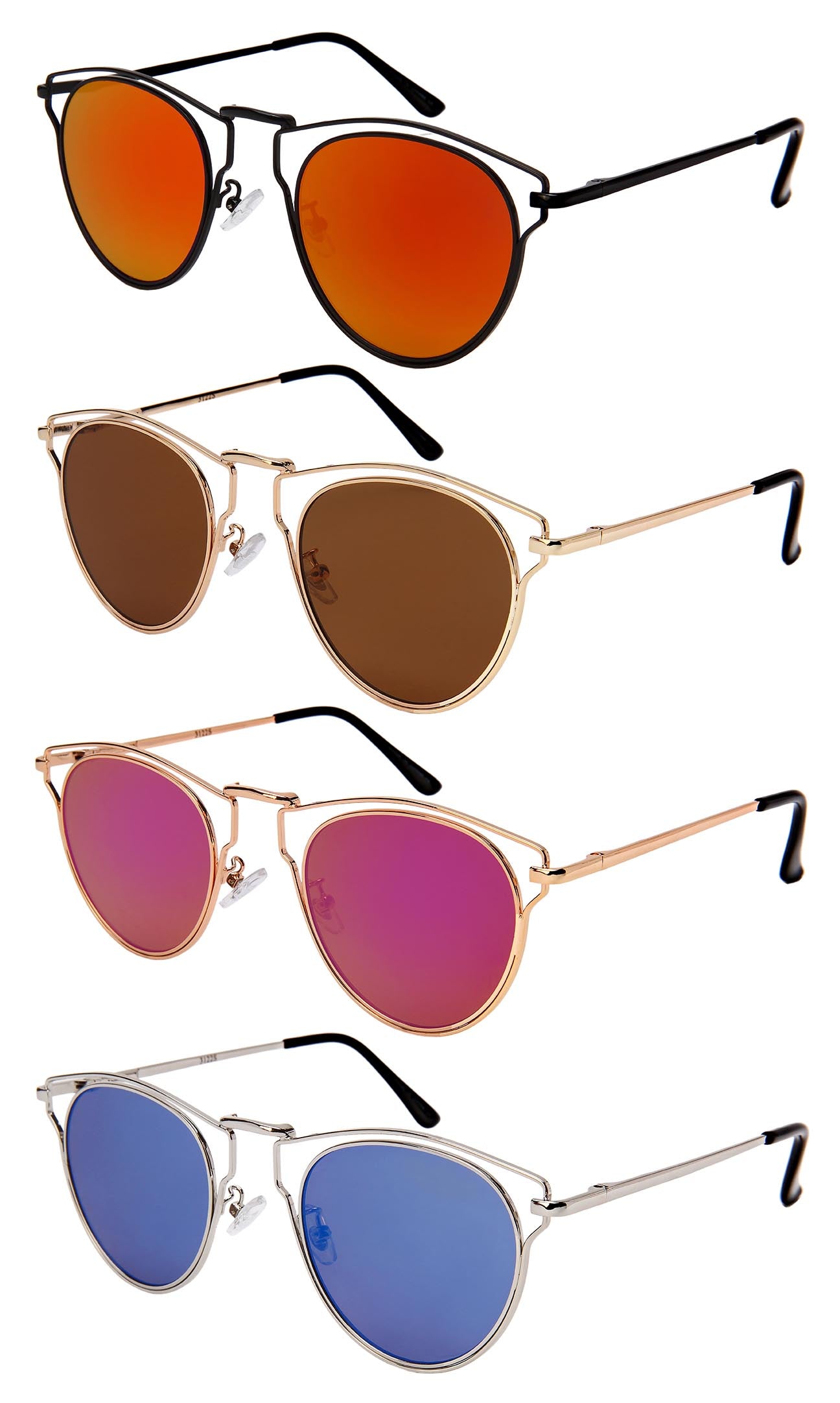 CAT EYE LADIES BULK WHOLESALE SUNGLASSES 3122S-FLREV