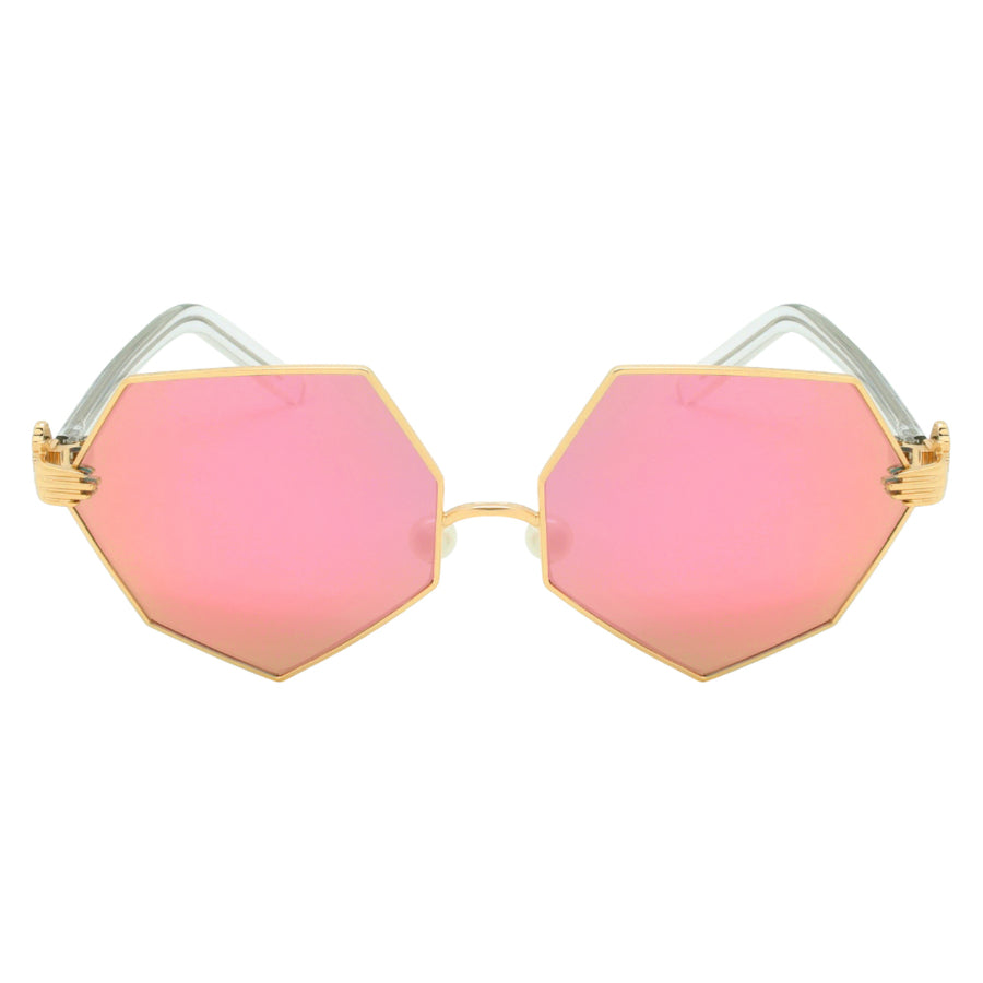 GEOMETRIC SHAPE WOMEN METAL SUNGLASSES WHOLESALE 3136-FLRV