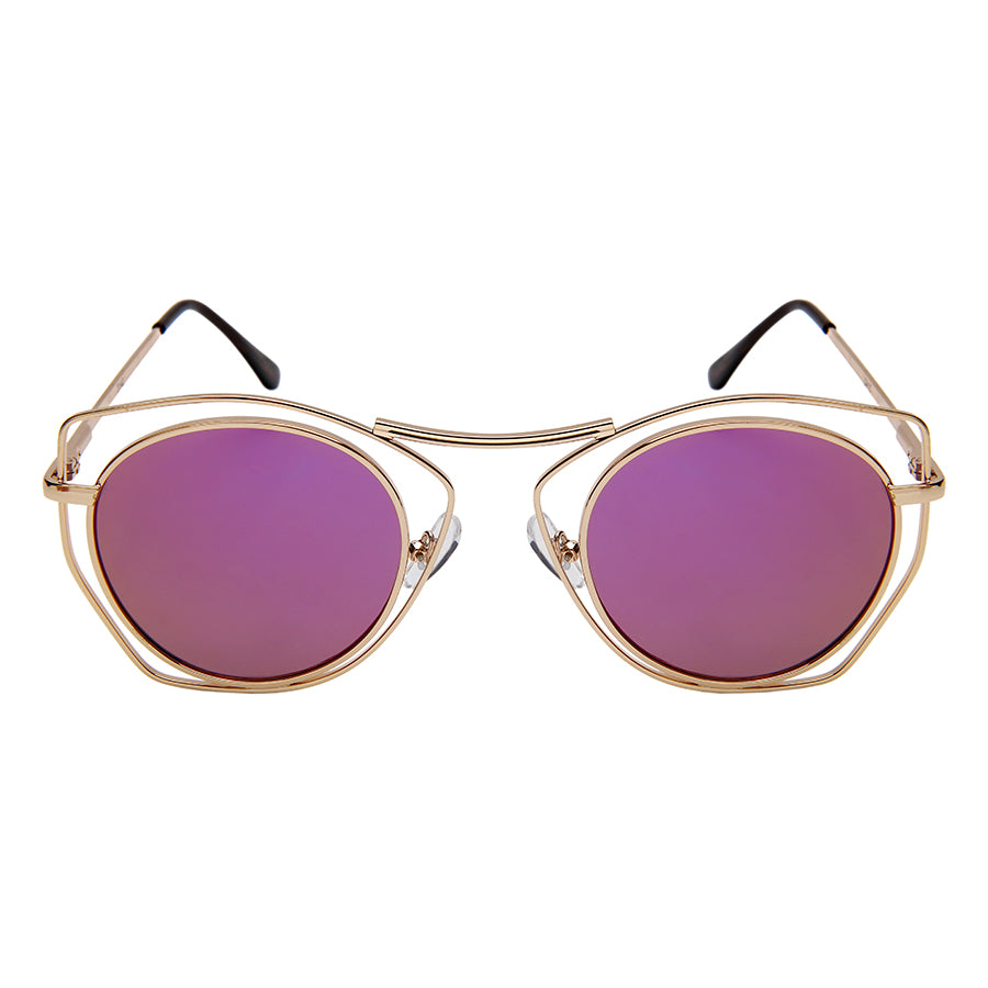 GEOMETRIC SHAPE WOMEN METAL SUNGLASSES IN BULK 3142-FLREV