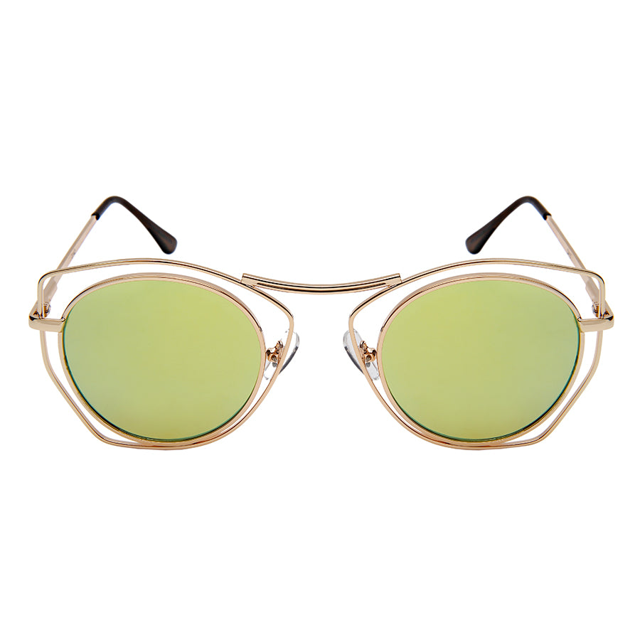 GEOMETRIC SHAPE WOMEN METAL SUNGLASSES IN BULK 3142-FLREV