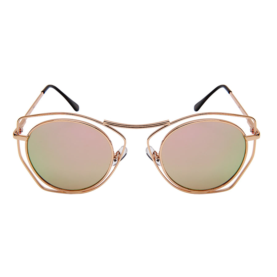 GEOMETRIC SHAPE WOMEN METAL SUNGLASSES IN BULK 3142-FLREV