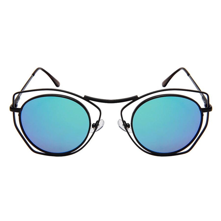 GEOMETRIC SHAPE WOMEN METAL SUNGLASSES IN BULK 3142-FLREV