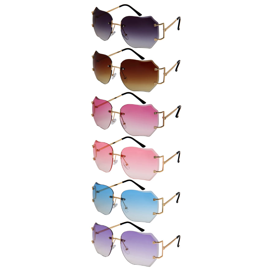 GEOMETRIC SHAPE RIMLESS WOMEN SUNGLASSES IN BULK 3152-AP