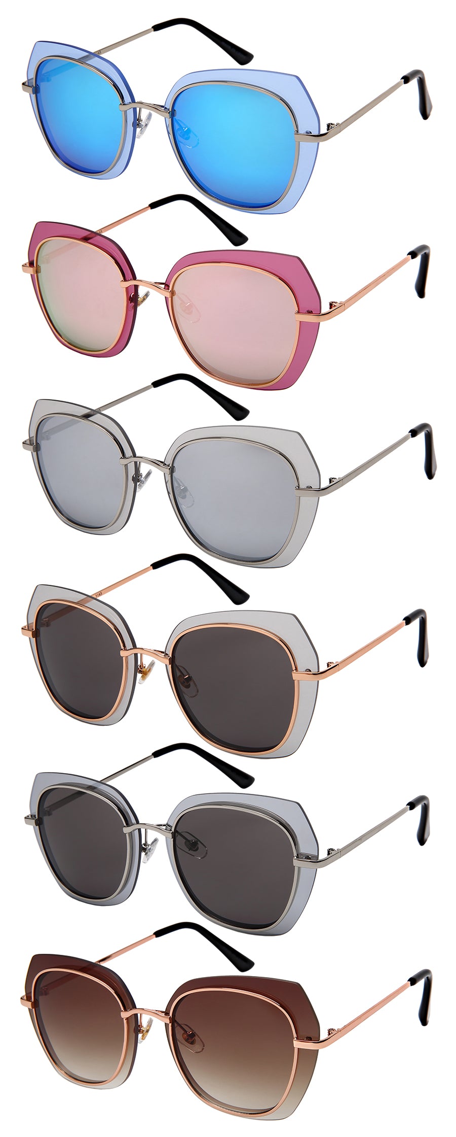 GEOMETRIC STYLE BULK WHOLESALE SUNGLASSES 3163-FLRV