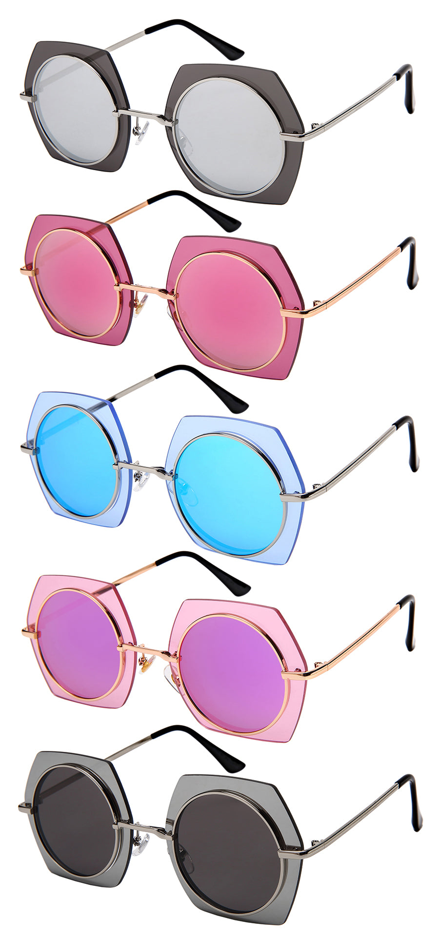 GEOMETRIC STYLE BULK WHOLESALE SUNGLASSES 3164-FLRV