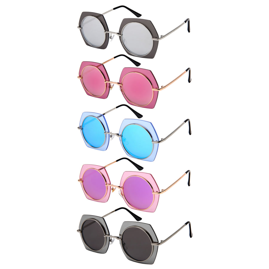 GEOMETRIC STYLE BULK WHOLESALE SUNGLASSES 3164-FLRV