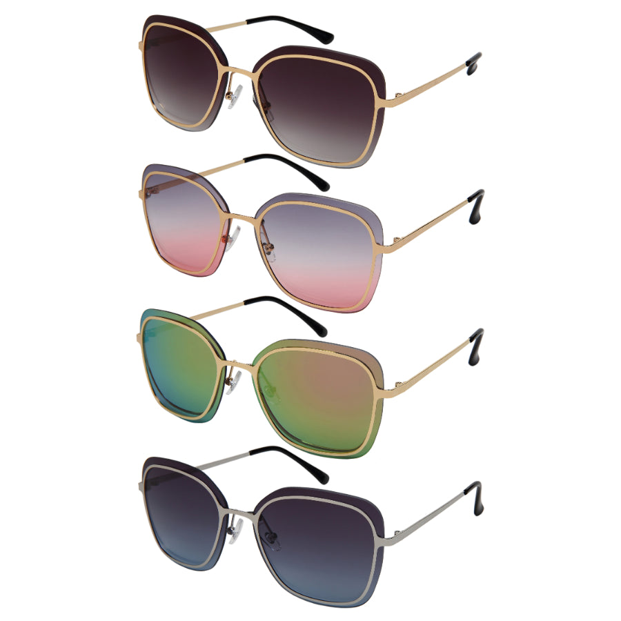 SQUARE FLAT LENS WOMEN SUNGLASSES IN BULK 3205-FLREV