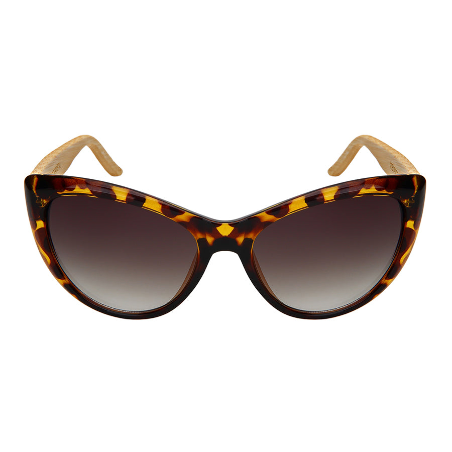 CAT EYES BAMBOO W/BAG WOMEN WHOLESALE SUNGLASSES 32090BM-AP-BAG
