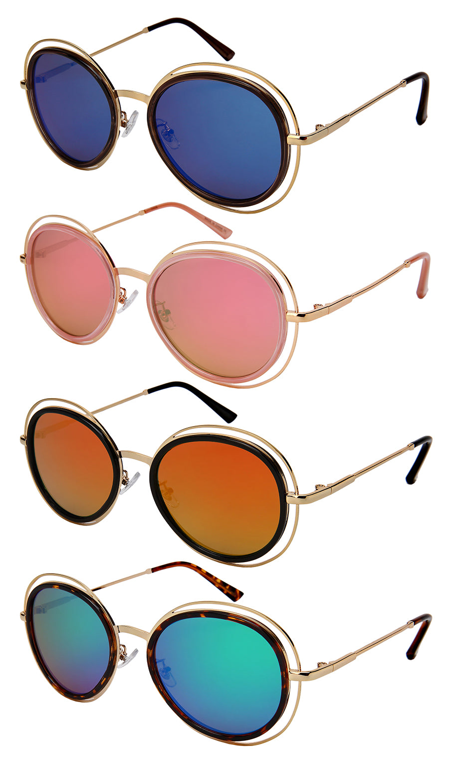 ROUND - OVAL LADIES BULK WHOLESALE SUNGLASSES 3305-FLREV
