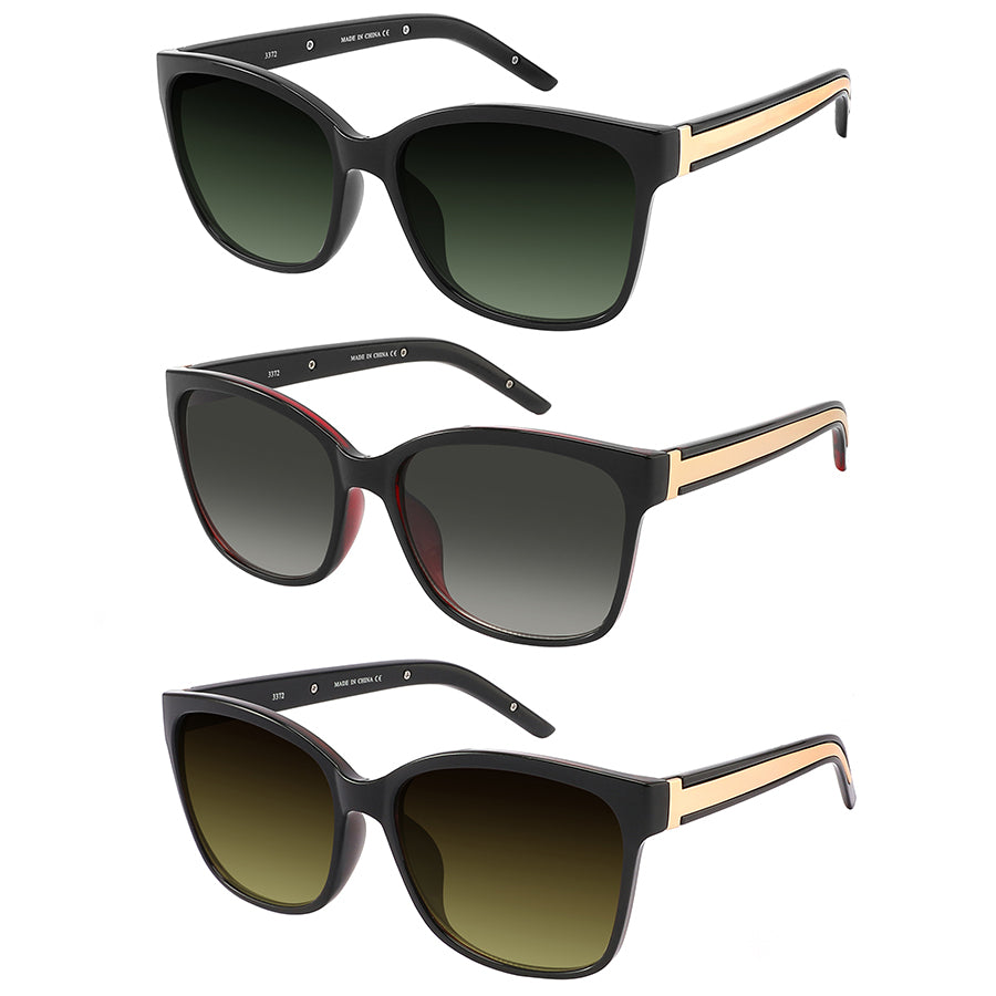 LADIES SUNGLASS GRADIENT LENS FASHION CAT-EYES SQUARE/RECTANGULAR 3372-AP