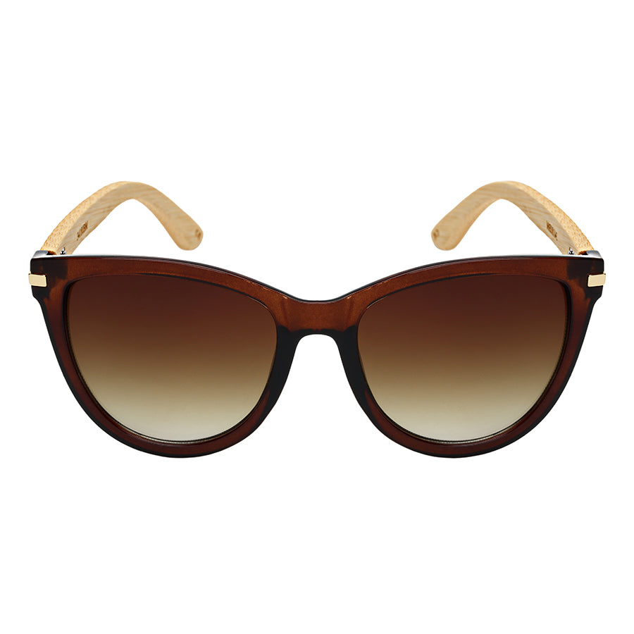 HORNED RIM BAMBOO TEMPLES LADIES SUNGLASSES WHOLESALE 34180BM-AP