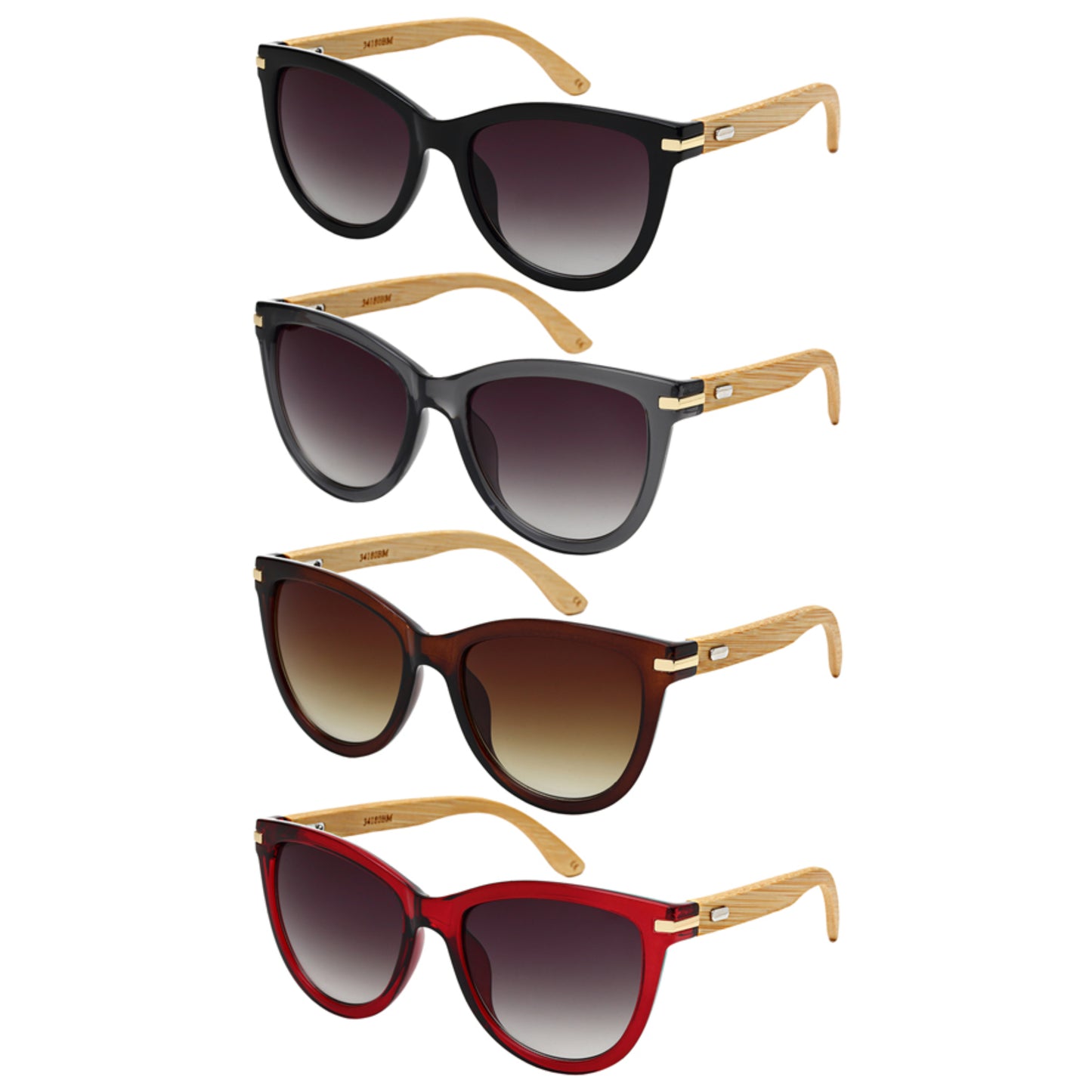 HORNED RIM BAMBOO TEMPLES LADIES SUNGLASSES WHOLESALE 34180BM-AP