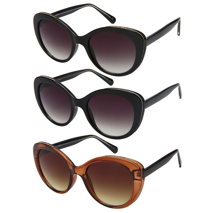 CATEYES GLITTER WOMEN SUNGLASSES WHOLESALE 34210-AP