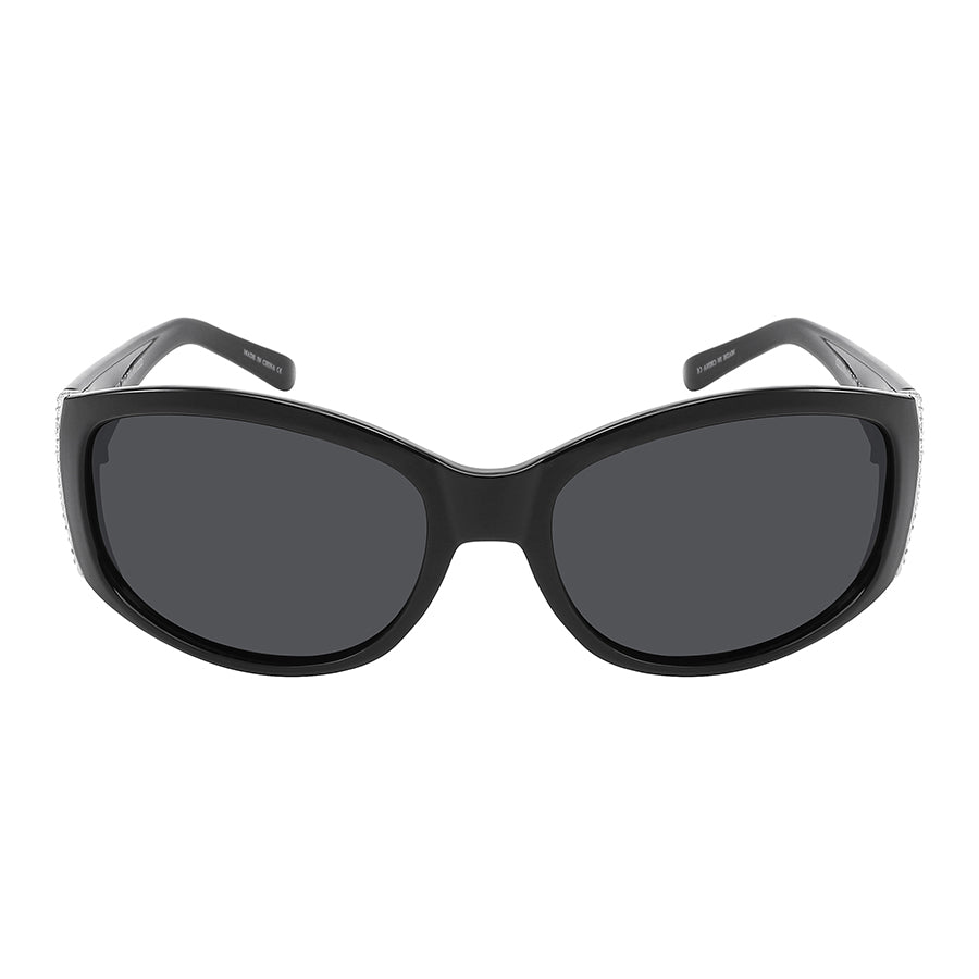 POLARIZED RHINESTONE OVAL LADIES WHOLESALE SUNGLASSES 34233R-P