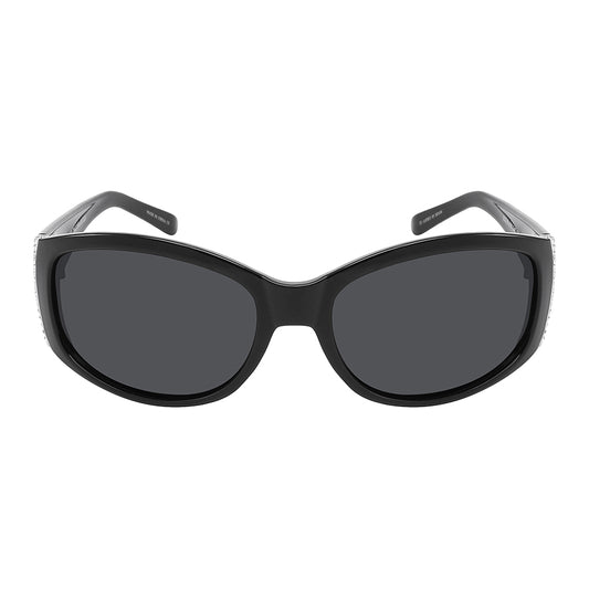 POLARIZED RHINESTONE OVAL LADIES WHOLESALE SUNGLASSES 34233R-P
