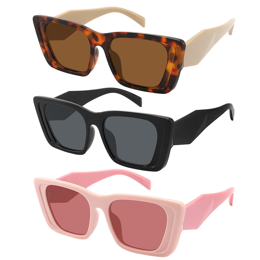 LADIES SUNGLASS SUPER DARK LENS FASHION CAT-EYES SQUARE/RECTANGULAR 34278-FLSD