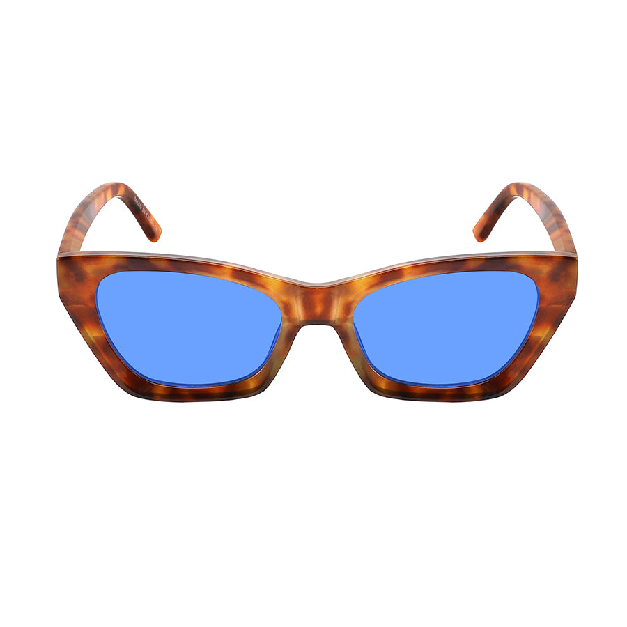 LADIES SUNGLASS SUPER DARK LENS FASHION CAT-EYES SLIM 34284-FLSD