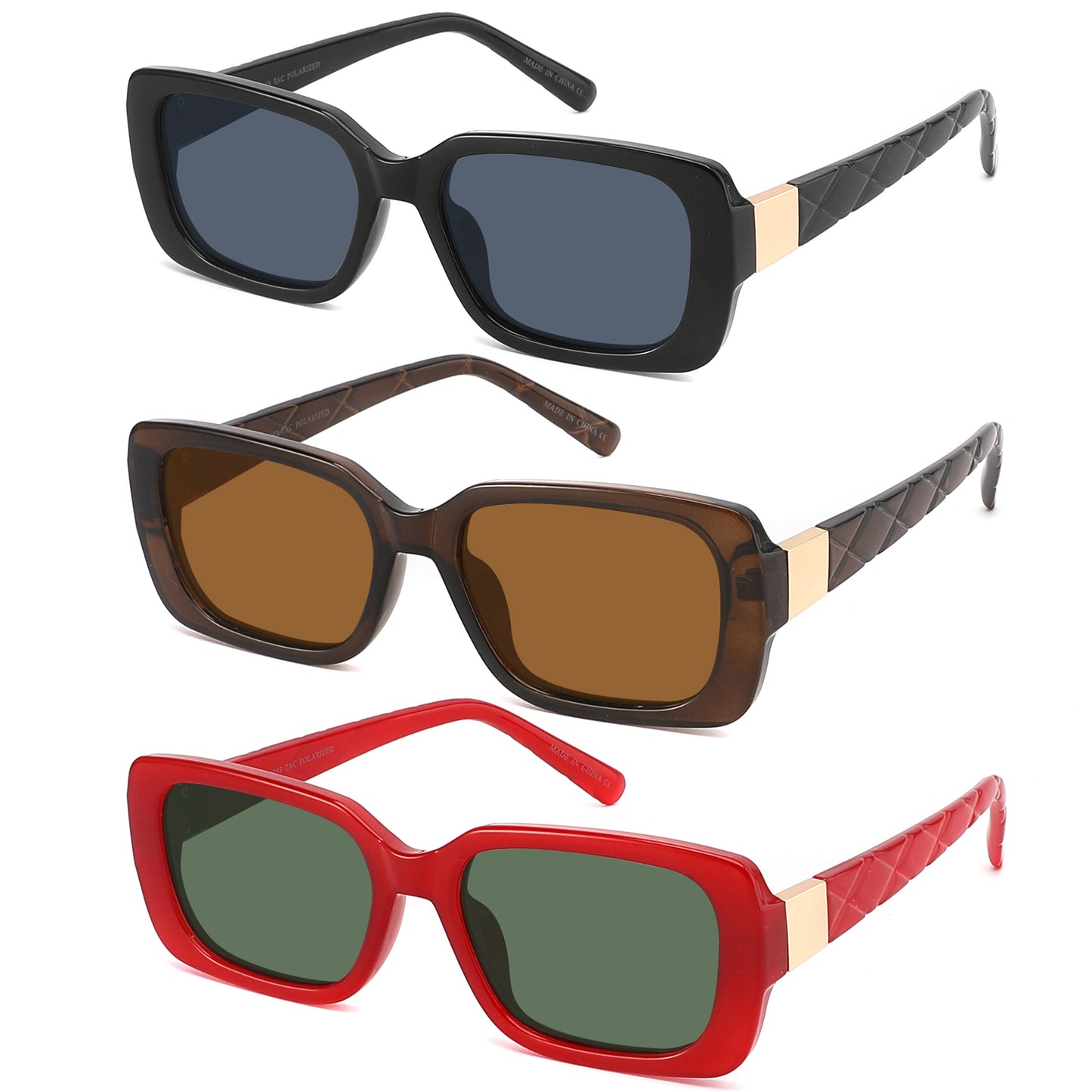 LADIES POLARIZED FASHION SQUARE / RECTANGULAR SUNGLASS 34293-FLP