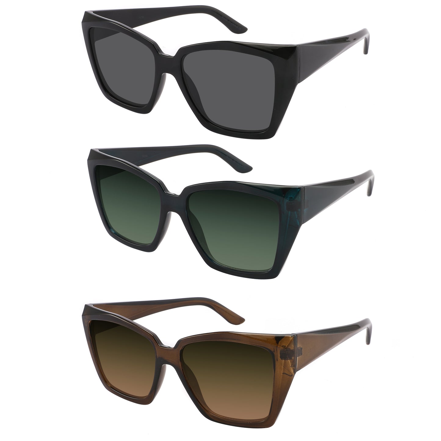 LADIES SUNGLASS SOLID LENS FASHION SQUARE-RECTANGULAR 34296-FLAP