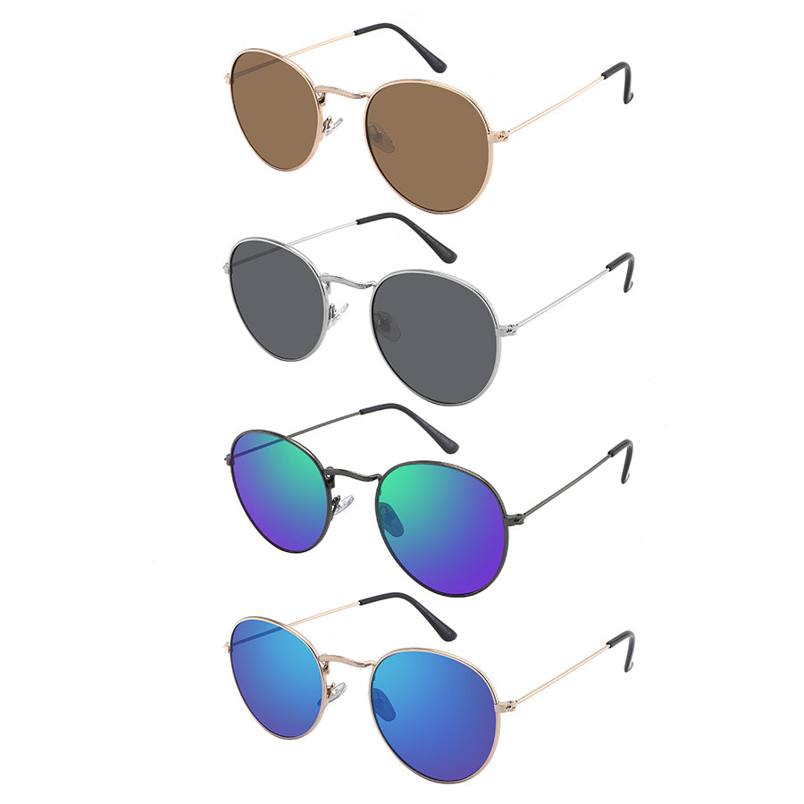 CLASSIC ROUND COLOR MIRROR UNISEX WHOLESALE SUNGLASSES 5146-REV