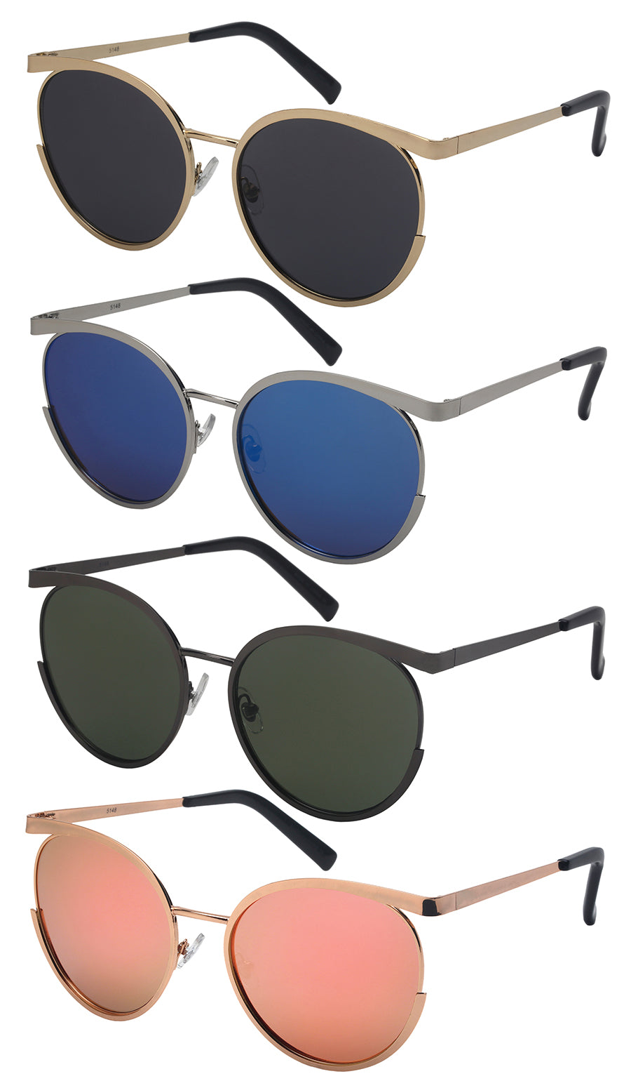ROUND - OVAL LADIES BULK WHOLESALE SUNGLASSES 5148-FLREV