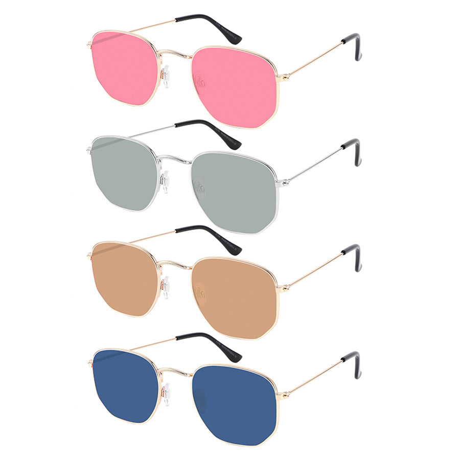 RETRO SQUARE COLOR LENS UNISEX SUNGLASSES WHOLESALE 5156-FLCR