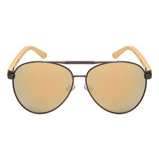 AVIATOR BAMBOO TEMPLES UNISEX MIRROR SUNGLASSES BULK 5169BM-REV