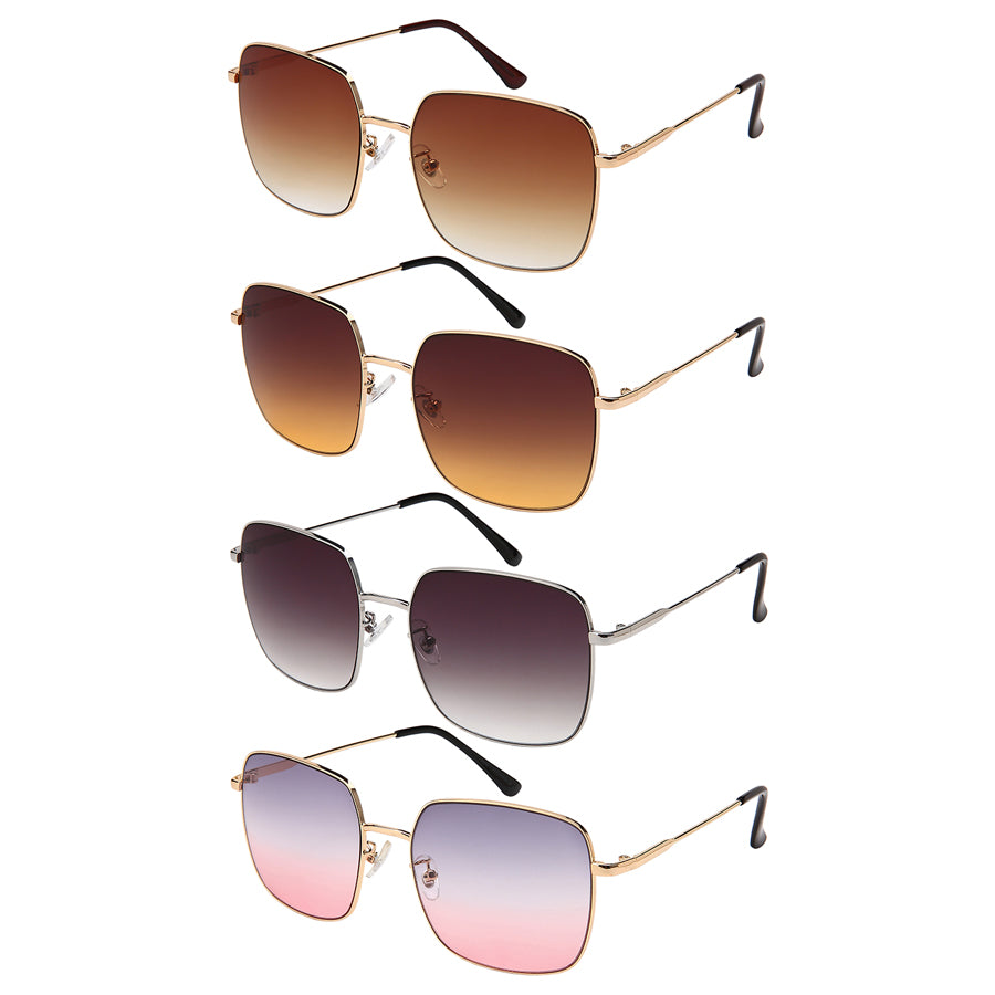 OVERSIZED SQUARE METAL UNISEX SUNGLASSES BULK 5174-FLOCR