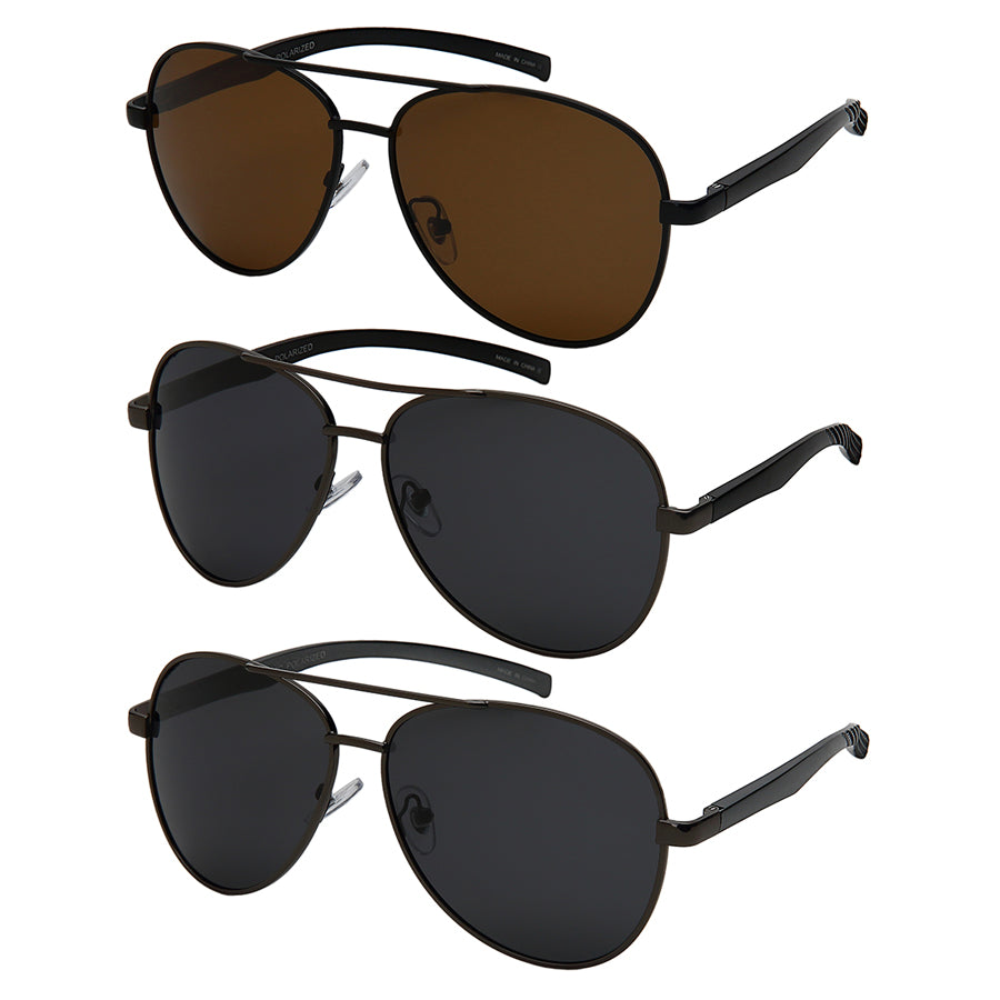 POLARIZED ALUMINUM AVIATOR UNISEX WHOLESALE SUNGLASSES 5189SAL-P