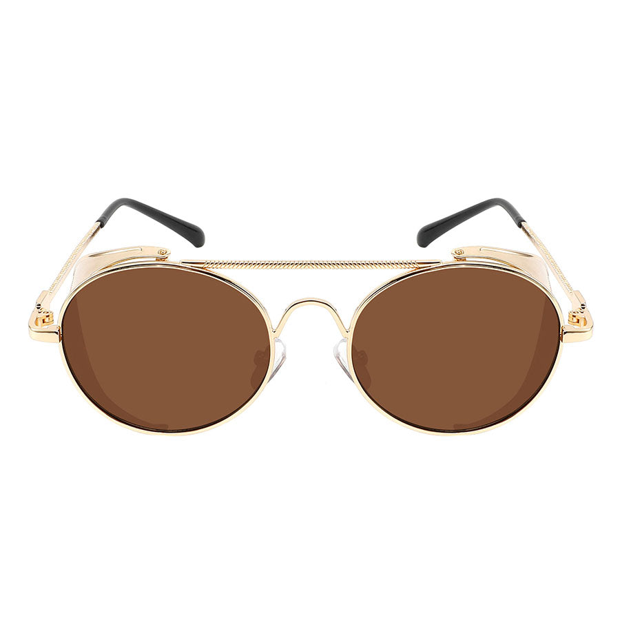 RETRO DOUBLE BRIDGE ROUND UNISEX WHOLESALE SUNGLASSES 5193-FLREV