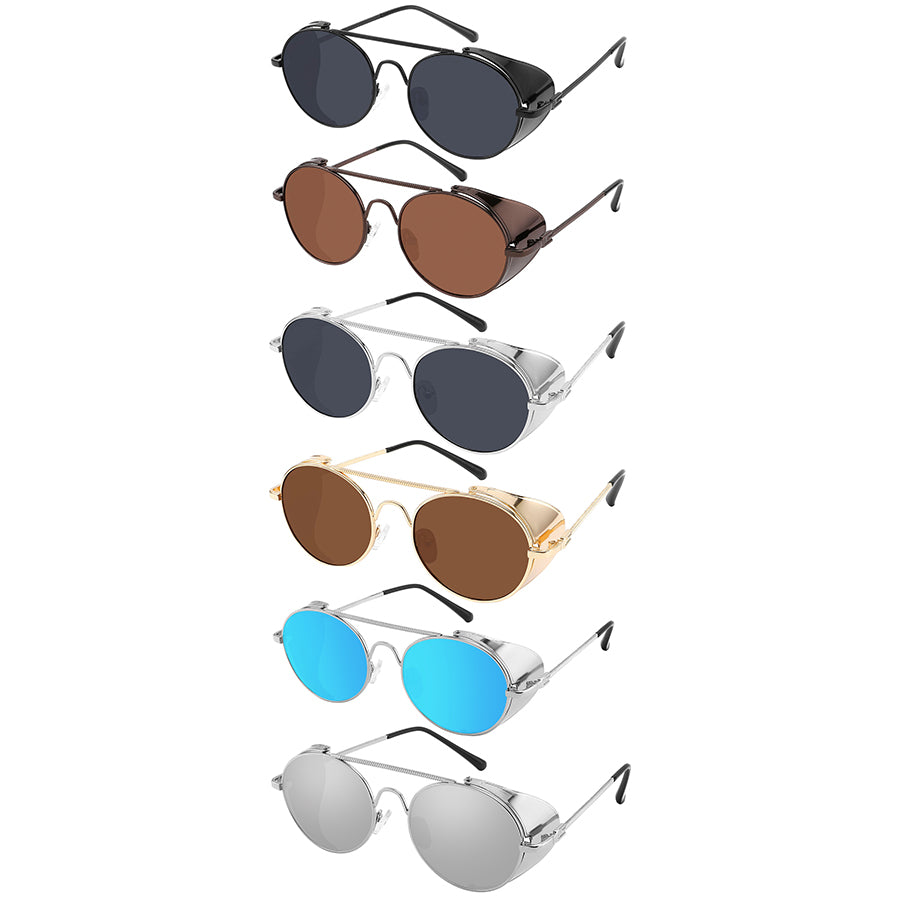 RETRO DOUBLE BRIDGE ROUND UNISEX WHOLESALE SUNGLASSES 5193-FLREV