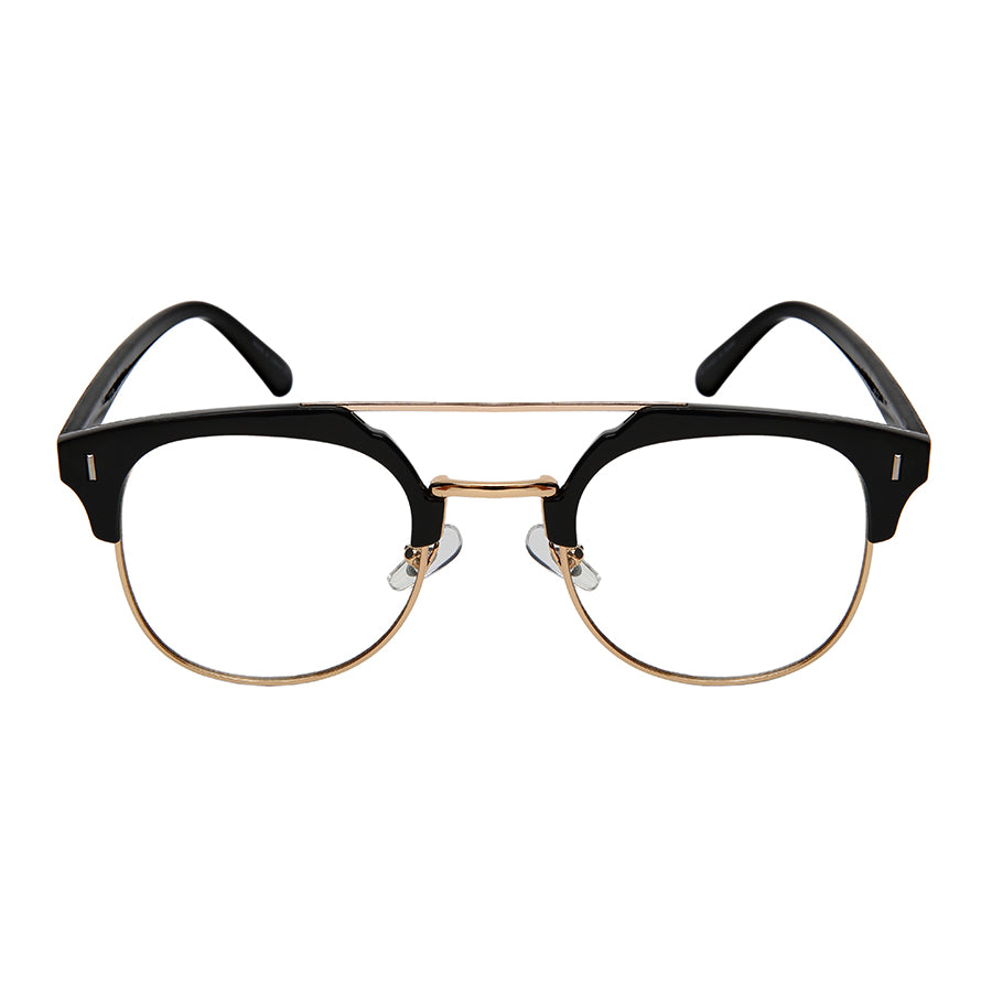 HORN RIM UNISEX CLEAR LENS BULK WHOLESALE 53096-FLCL