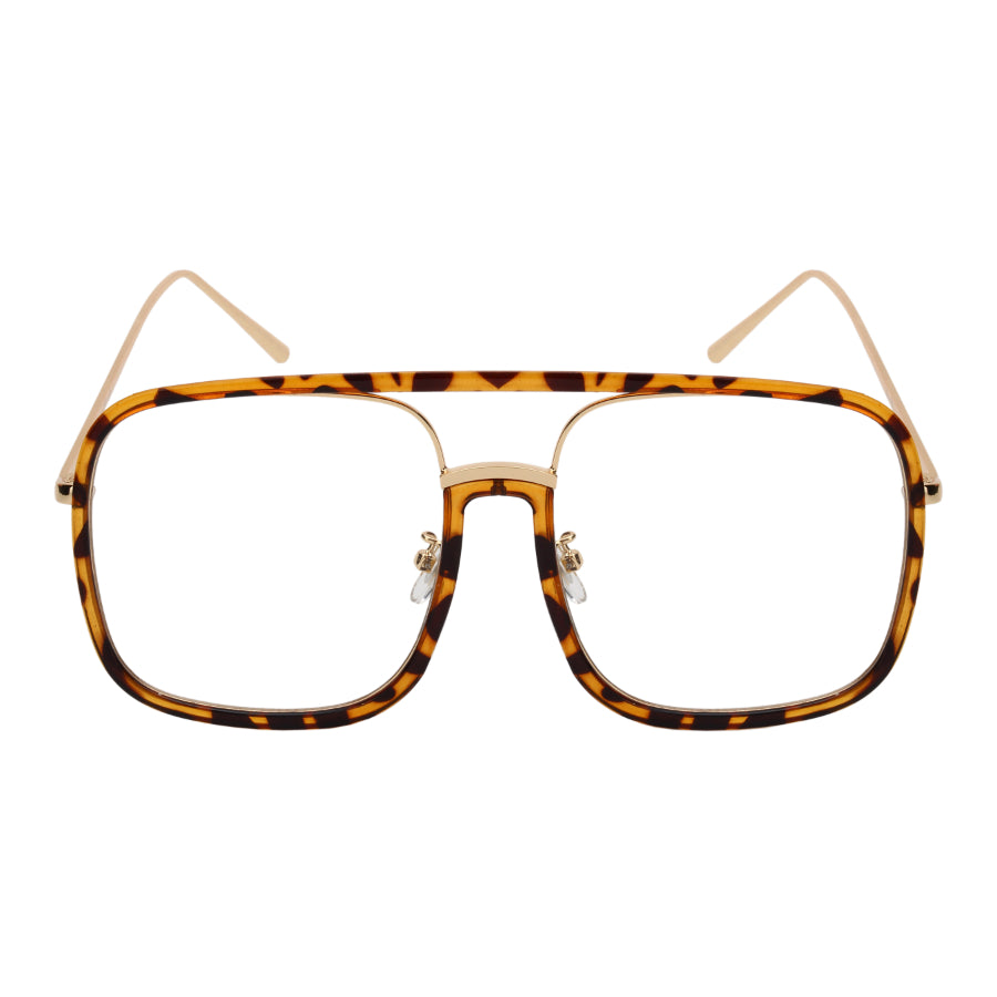 SQUARE UNISEX CLEAR LENS SUNGLASSES 53102-FLCL