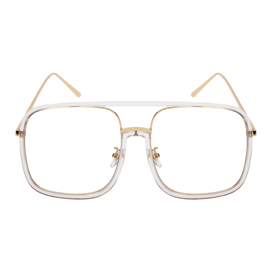 SQUARE UNISEX CLEAR LENS SUNGLASSES 53102-FLCL