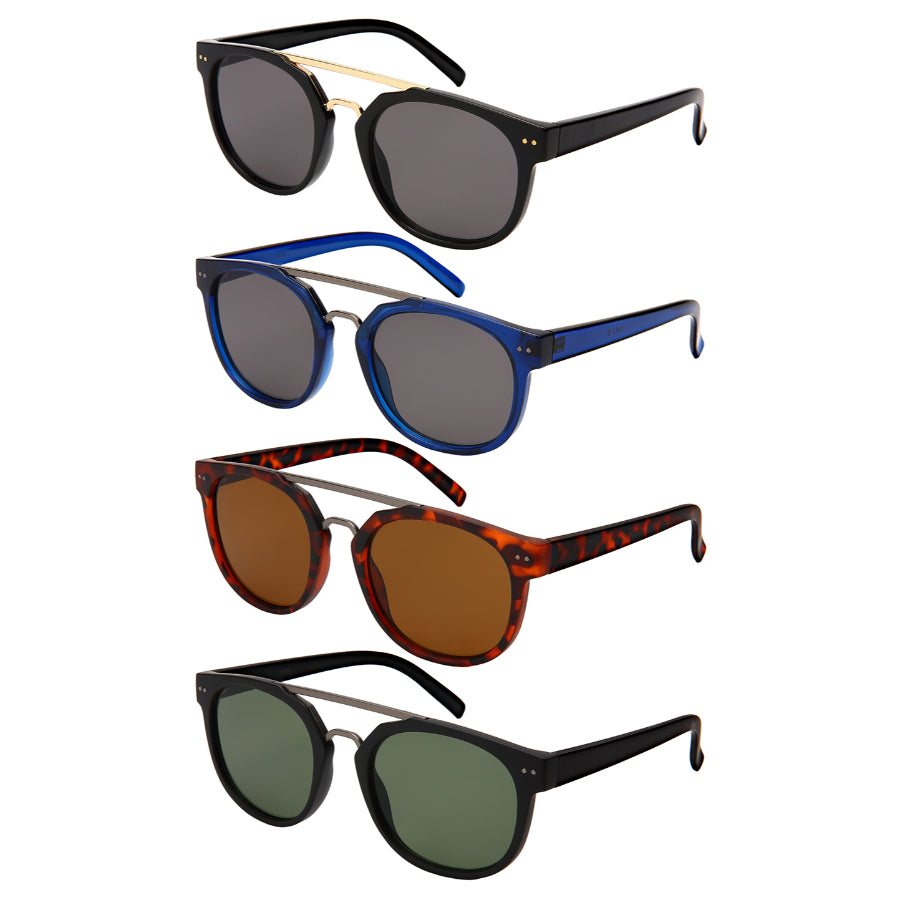 HORN RIMMED DOUBLE BRIDGE UNISEX BULK SUNGLASSES 53110-FLSD