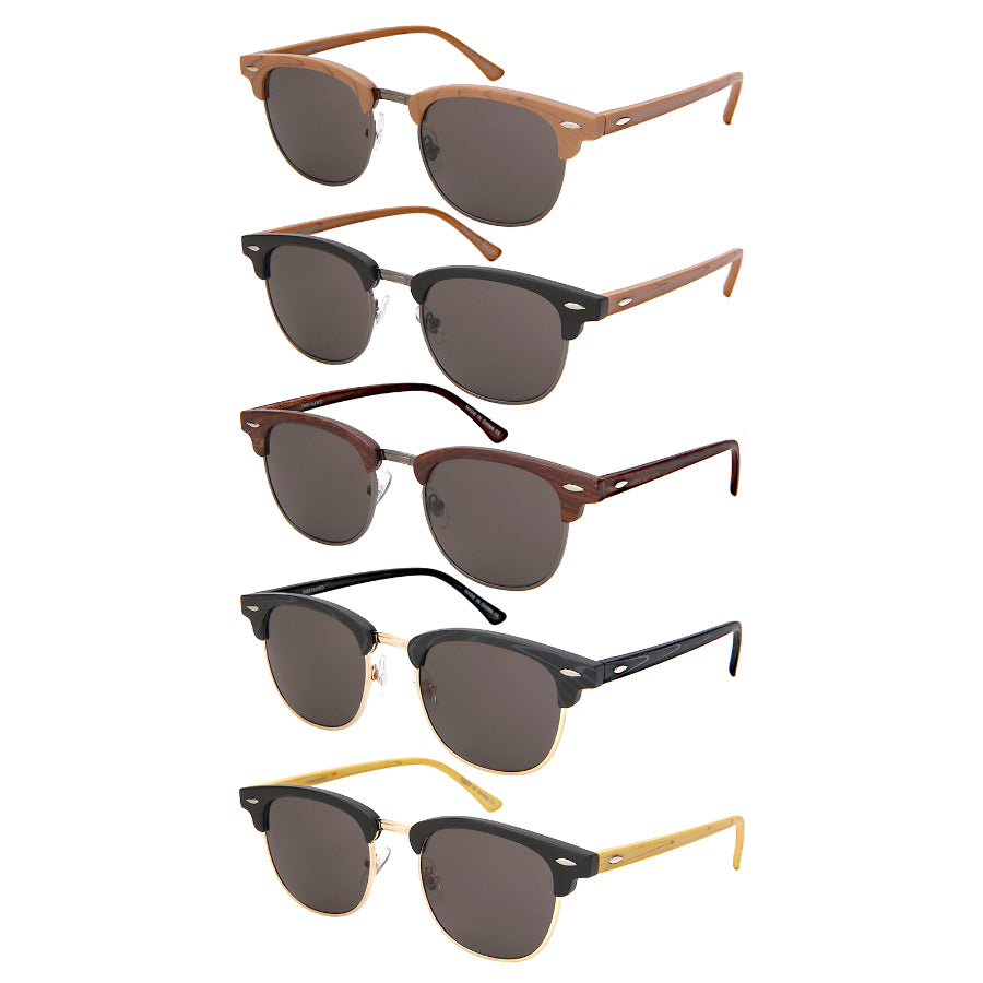 SOHO FAUX WOOD UNISEX SUNGLASSES BULK 53120WD-SD