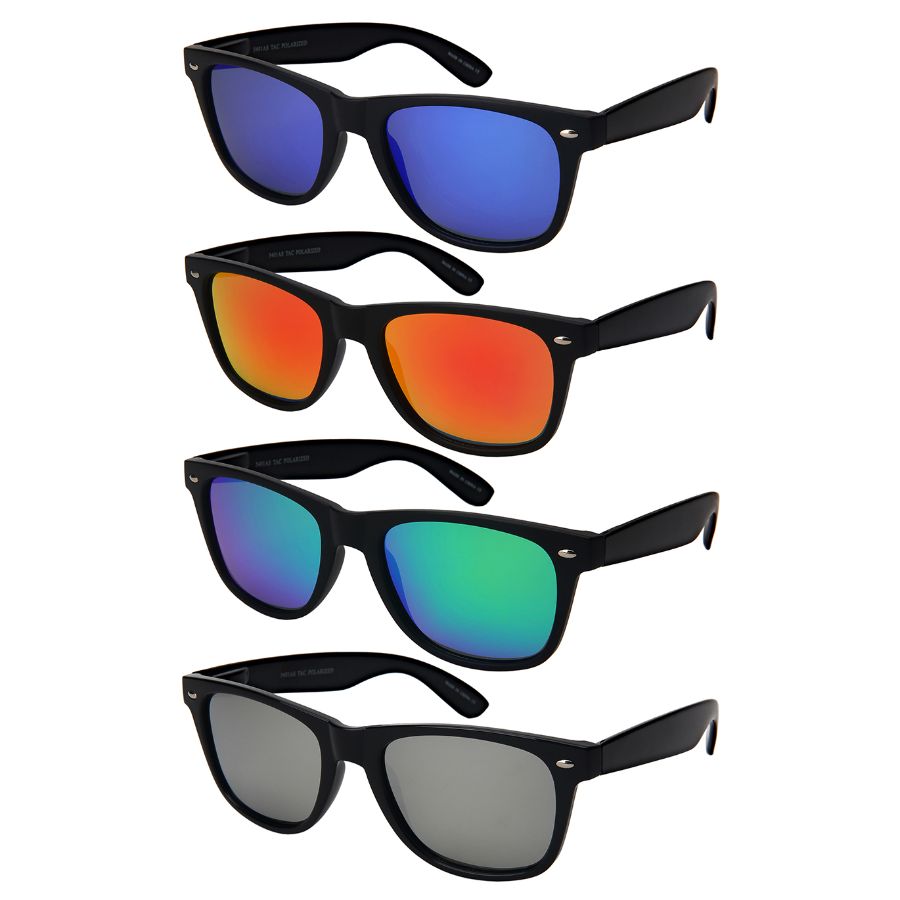 POLARIZED COLOR MIRROR HORNED RIM UNISEX BULK WHOLESALE SUNGLASSES 5401ASMBLK-PRV