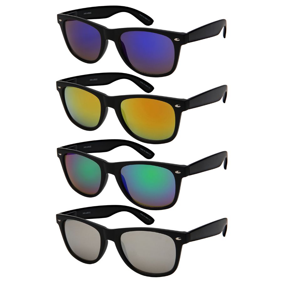 HORNED RIM UNISEX BULK WHOLESALE SUNGLASSES 5401ASMBLK-REV