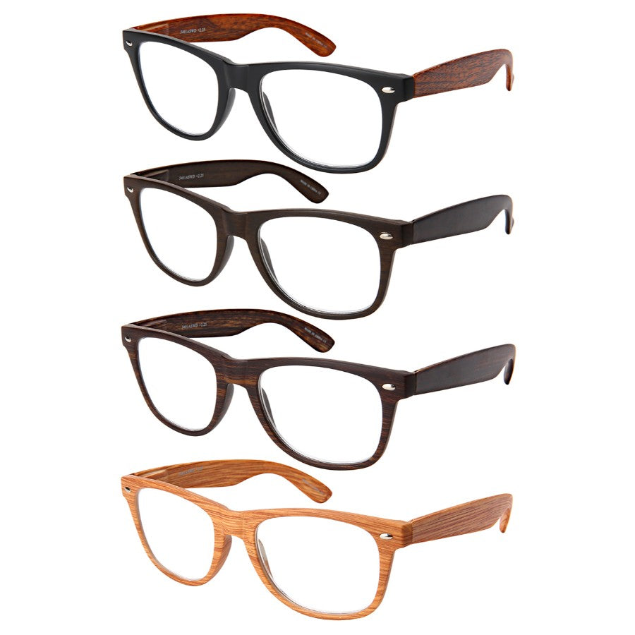 FAUX WOOD HORN RIMMED UNISEX READING GLASSES IN BULK 5401ASWD