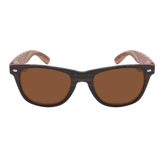 POLARIZED HORNED RIM FAUX WOOD UNISEX BULK SUNGLASSES 5401ASWD-P