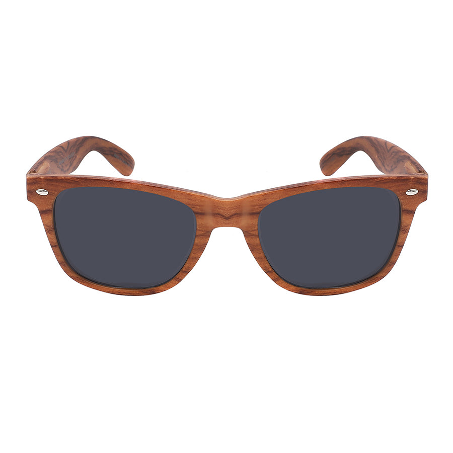 POLARIZED HORNED RIM FAUX WOOD UNISEX BULK SUNGLASSES 5401ASWD-P